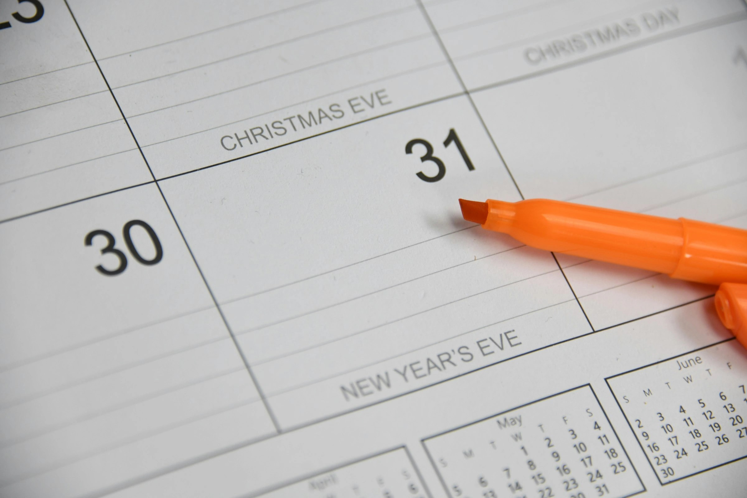 Kalender zum Jahresende